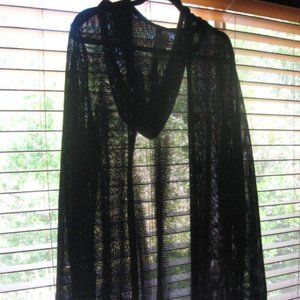 BLACK Sheer Hooded Sweater - lightweight